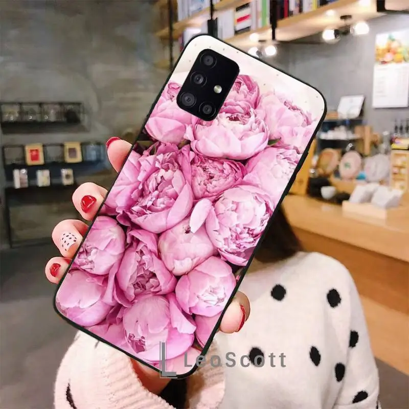 

beautiful peony flower Phone Case For Samsung A32 A51 A52 A71 A50 A12 A21S S10 S20 S21 Plus Fe Ultra