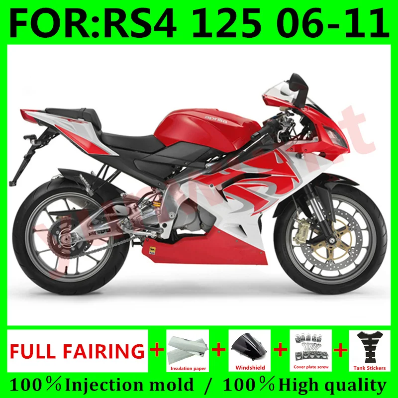 

Motorcycle Injection mold New ABS Fairings Kit Fit for Aprilia RS125 06 07 08 09 10 11 RS4 RSV 125 fairing 2006 2011 red white