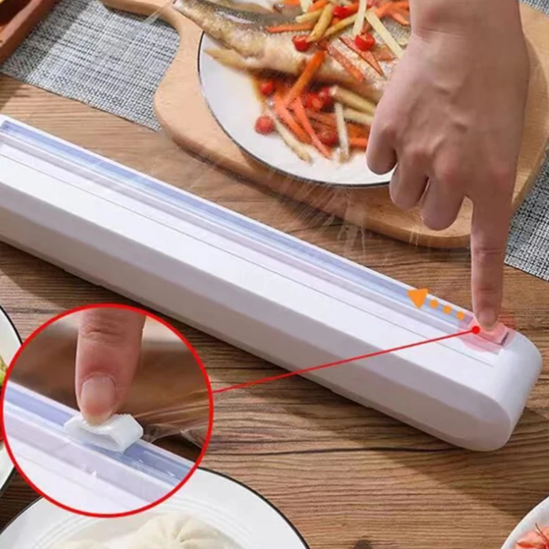 

1Pc Food Wrap Cutter Foil Cling Film Wrap Dispenser Plastic Sharp Cutter Storage Holder Kitchen Accessories Gadgets