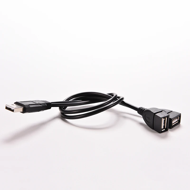 New Black USB 2.0 Extension Cable A 1 Female to 2 Dual Male Data Hub Power Adapter Y Splitter Charging Cord | Автомобили и