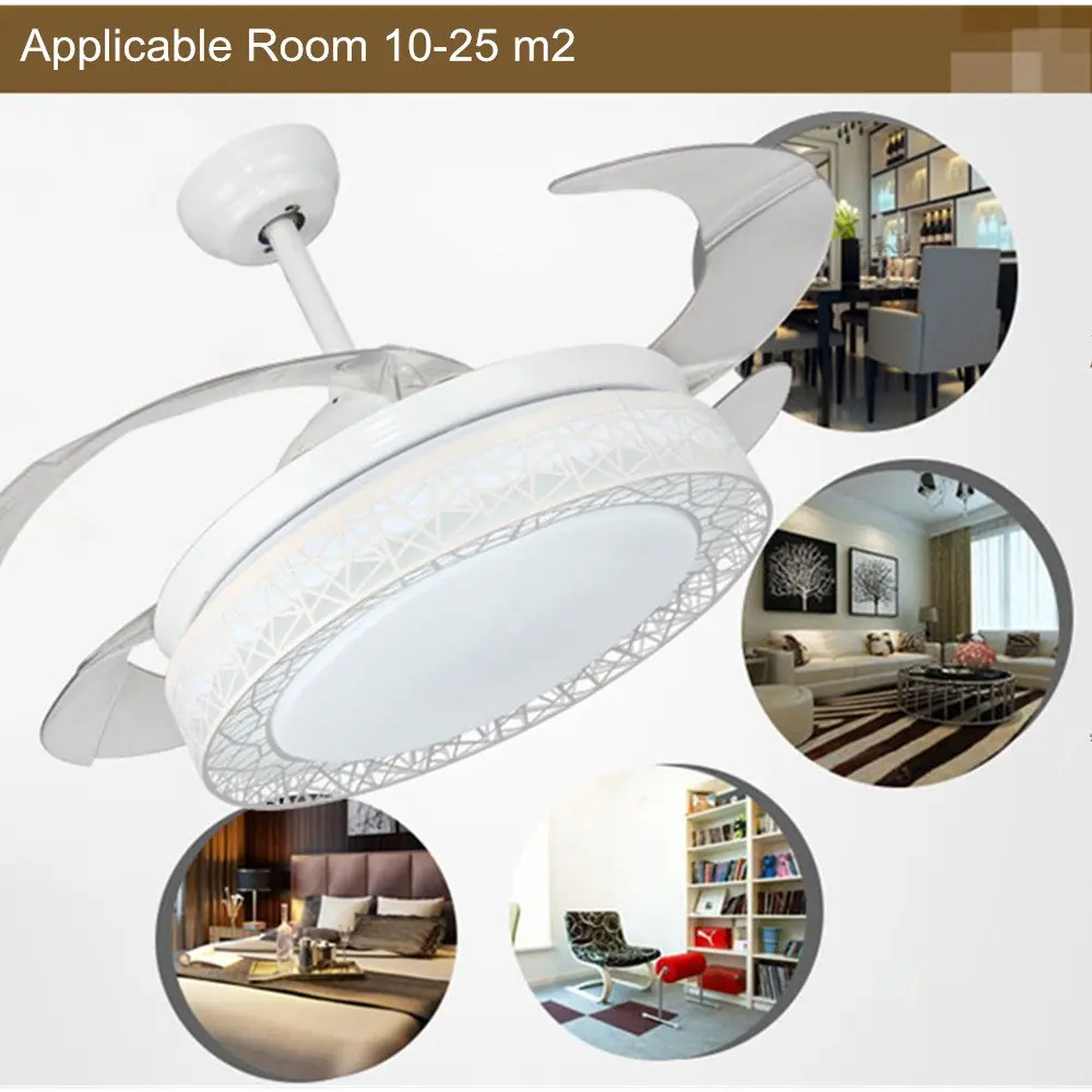 42 дюймовые потолочные вентиляторы 4 выдвижные лопасти светодиодный потолочный
