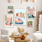 Абстрактный винтажный постер с изображением растений, скандинавский Кот, растения, настенная живопись, картины для гостиной, дома, модное, в стиле бохо