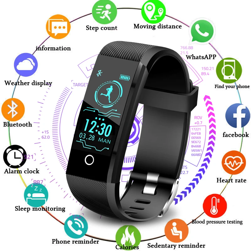 LIGE цветной экран фитнес Браслет Смарт часы для мужчин и женщин трекер активности