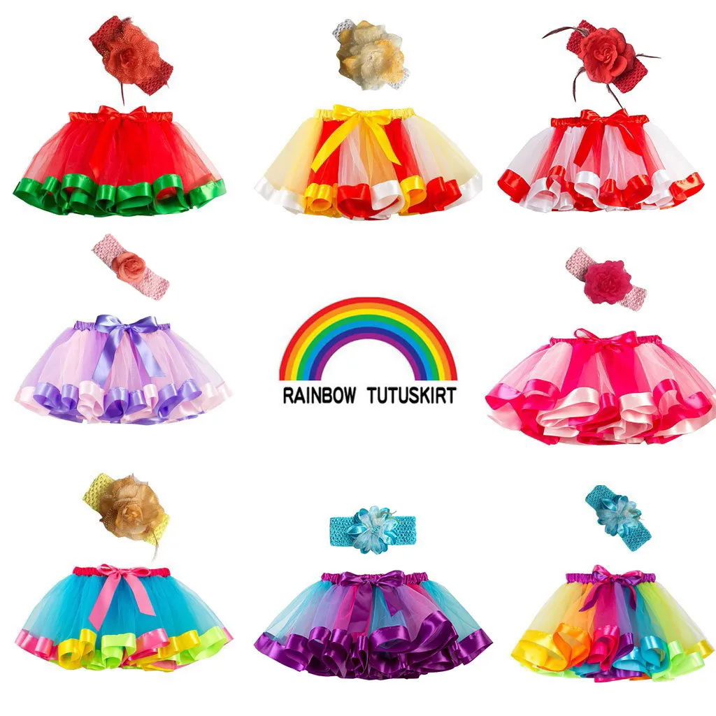 Радужные юбки-пачки фатиновые юбки для маленьких девочек балетная танцевальная