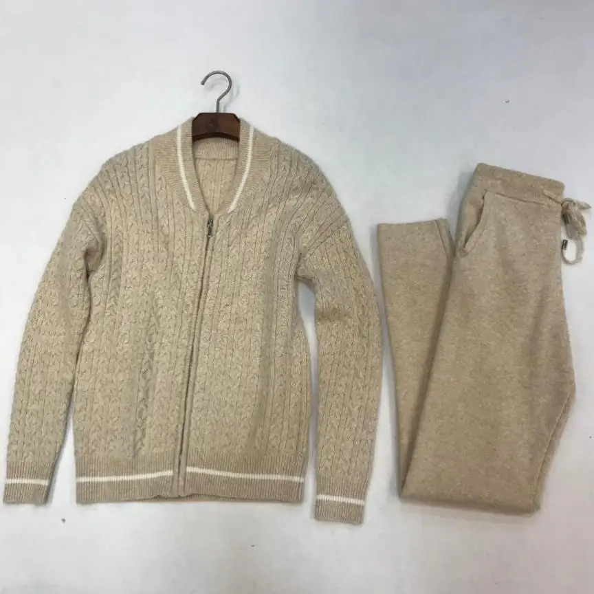 Зимние 30% шерстяные + 45% кашемировые вязаные теплые костюмы бархатный кашемировый