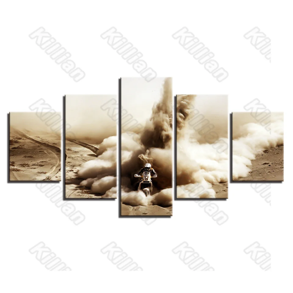 

Landscape Style Mural Canvas Paintings Bed Home Decor Prints 5 Pieces Seat and Mountain Bike Decoration Living Room Wall Fresco