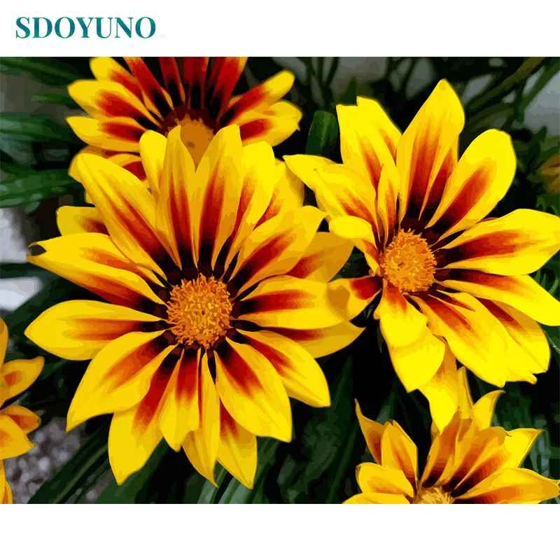 190715-03 SDOYUNO 60x75 см рамка DIY Краска ing по комплекты номеров подсолнухи абстрактная современная домашняя Настенная цветочный картины по номерам раскраска по номерам декор для дома рисование по номерам Рисунок - Цвет: 190715-03