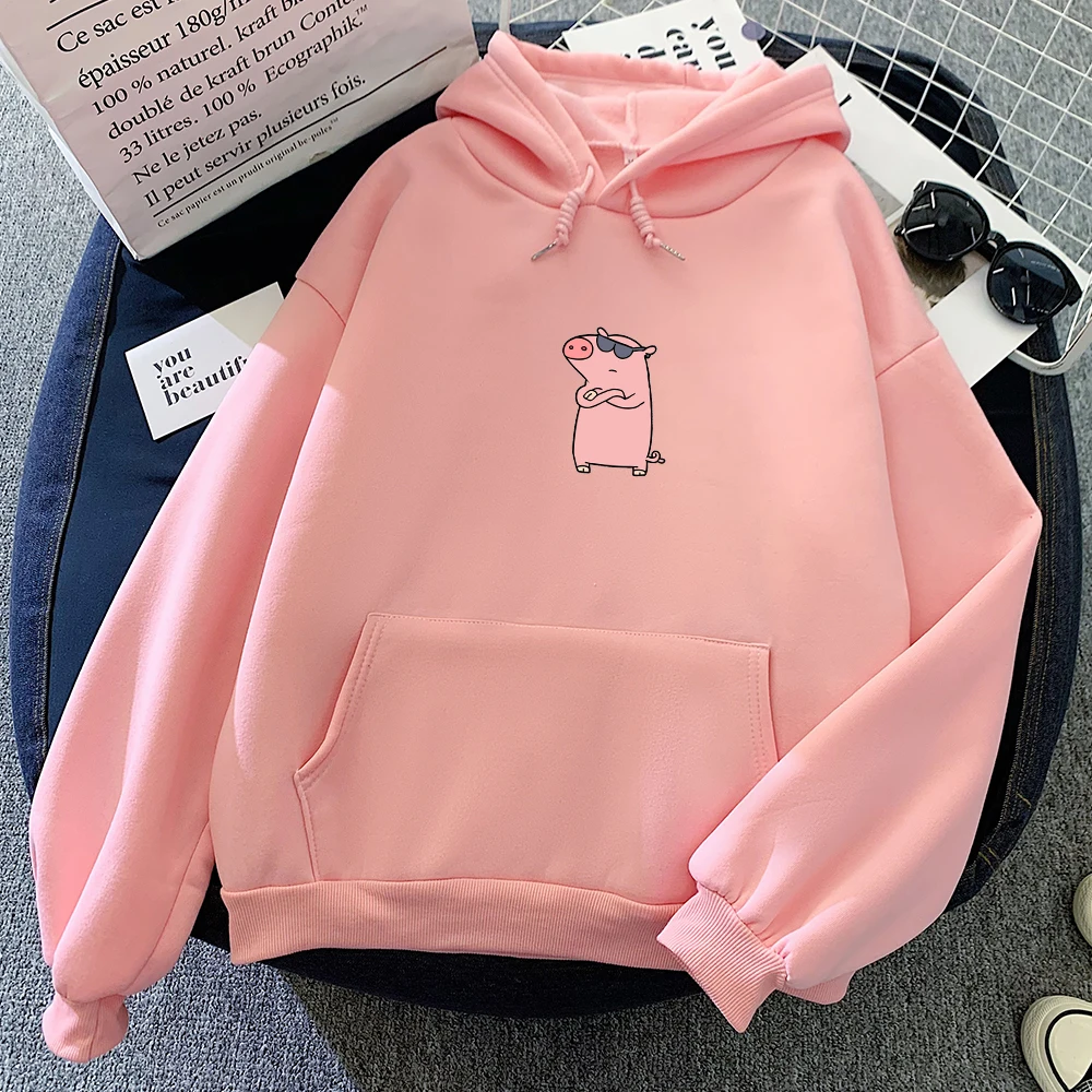Cool Funny Autumn Womens Kpop Sweatshirts Kawaii Hoodie Harajuku Pink Sweatshirt-women Vintage Thick Hoodies Sweetshirt Suit