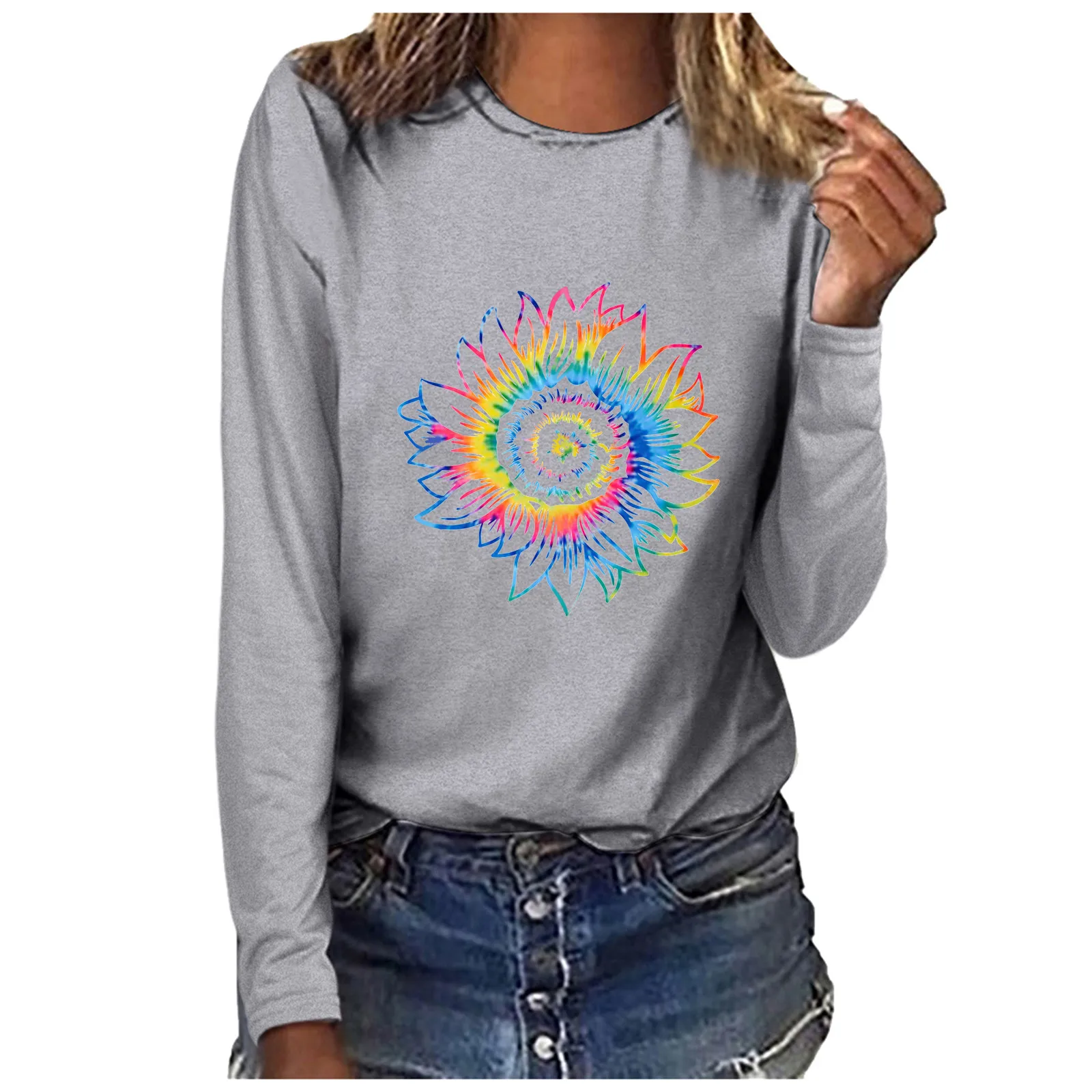 Women's Plus Size Printed T-shirt Casual Long-sleeved Top Clothes Women Oversized Sweetshirt Harajuku Vintage Hoodie 2021