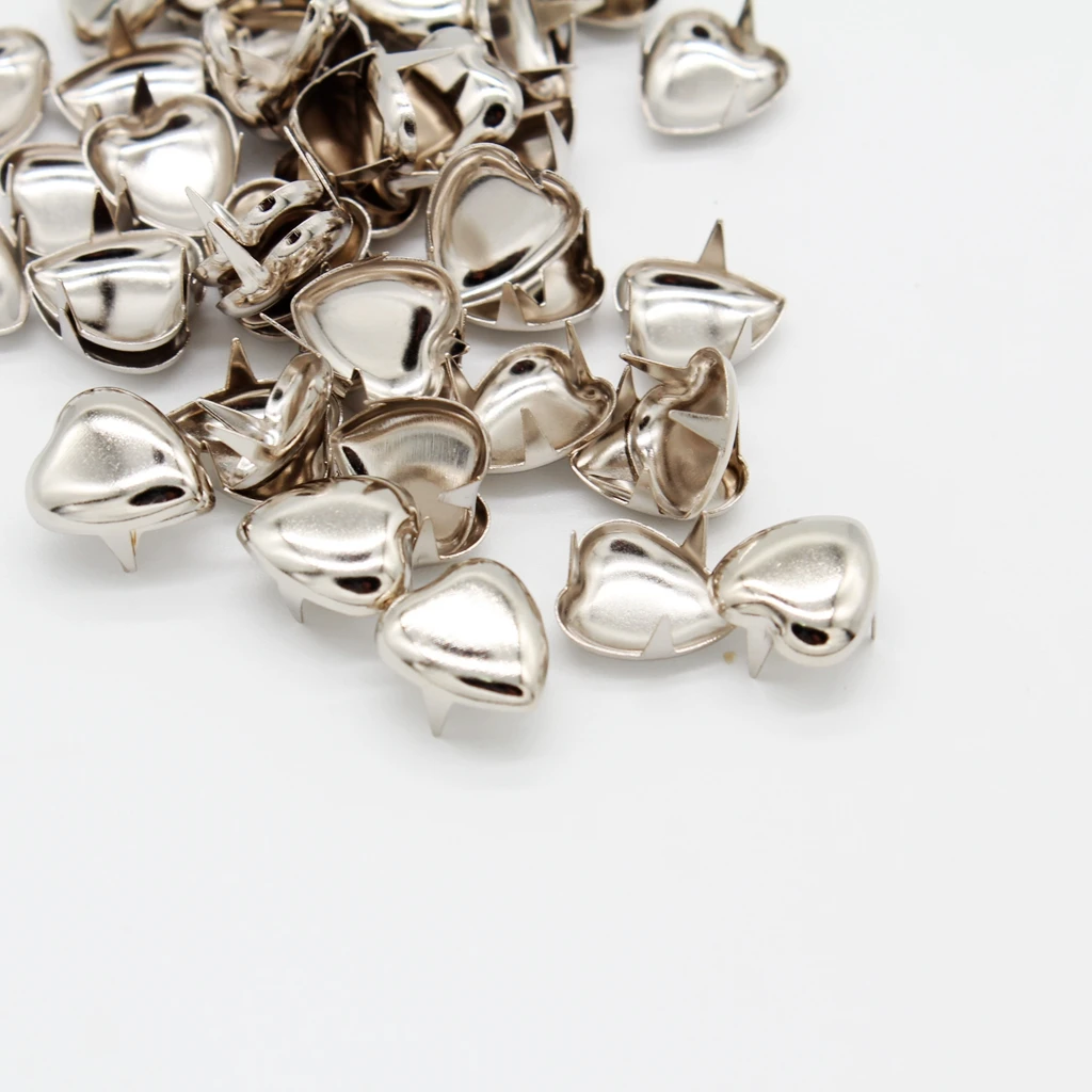 

fityle 50Pcs DIY Love Heart Metal Leathercraft Rivets Claw Studs Bags Clothes Hats Leather Decor