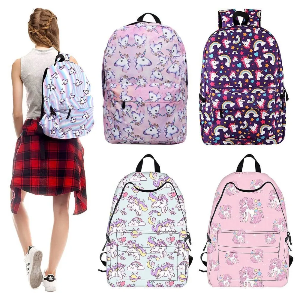 

New Girls Women Rainbow Unicorn Backpack Rucksack School Travel Shoulder Bag Satchel Fashion Ladies High Quality Female Teenager
