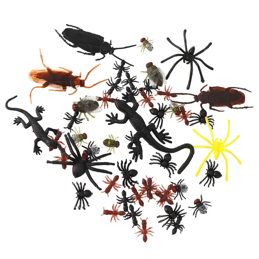 

50PCS Mixed Cockroaches Ants Spiders Geckos Maggot Simulation Shape Animal