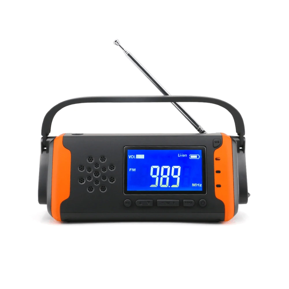 Аварийный радиоприемник на солнечной батарее ручной с батареей и USB зарядкой