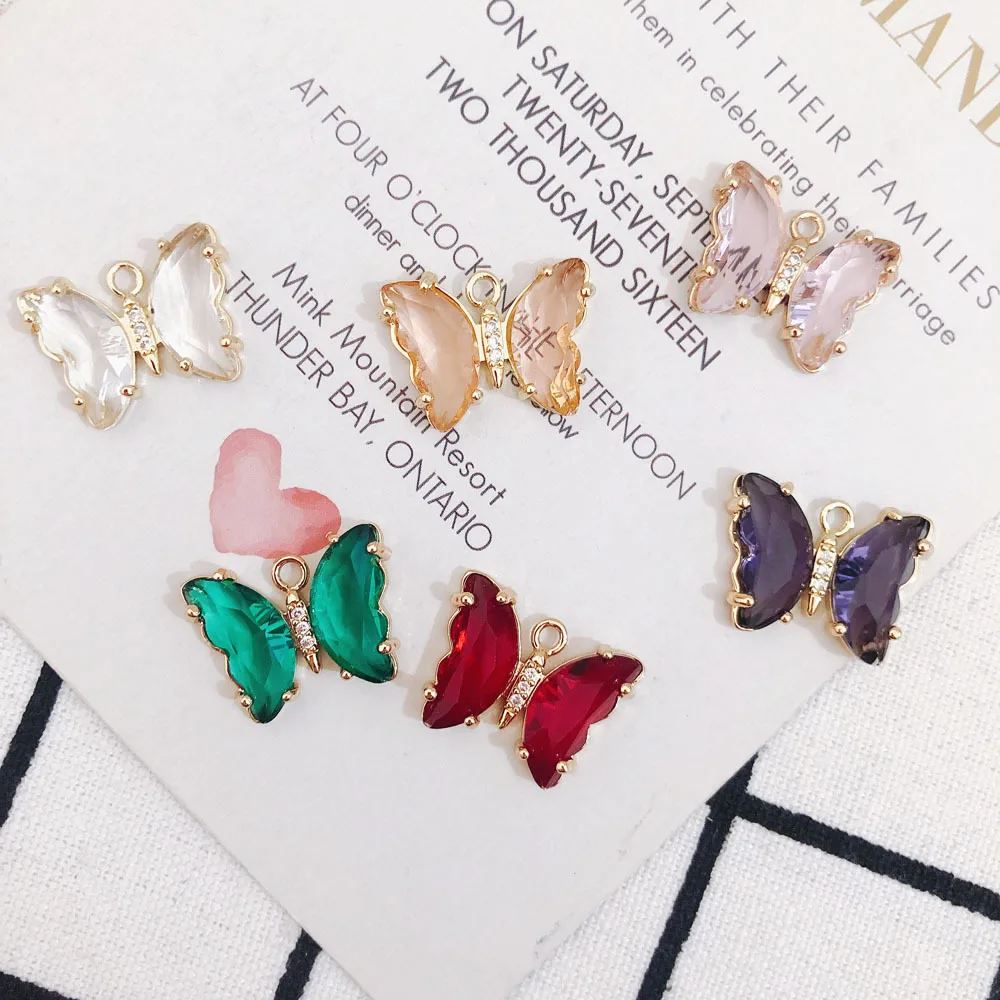 

20pc 15*20MM Gold color Resin Crystal Butterfly Charm For DIY Necklace /Hair Wedding Handmade Jewelry Making