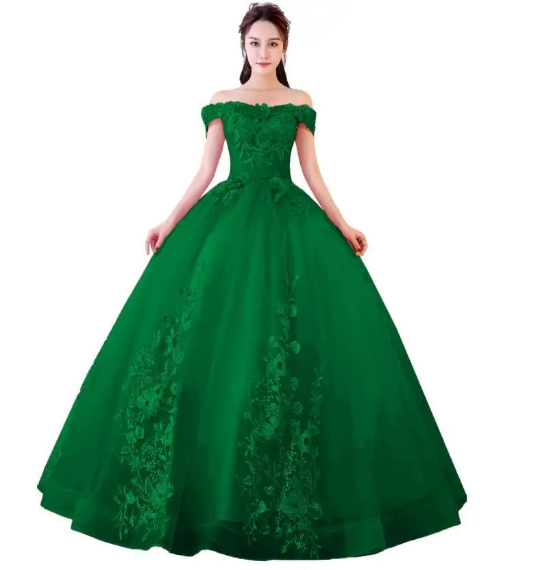 Розовые бальные платья Милая Тюль с кружевным жемчугом Vestidos De 15 Anos сладкий 16 платья Бальные вниз платья выпускного вечера - Цвет: Зеленый
