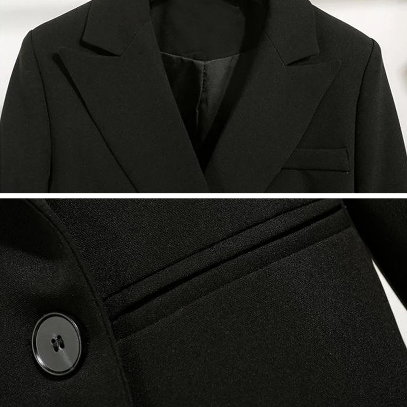 

Office Lady Blazer Spring Autumn Long Sleeve Notched Collar Women's Blazers Double Breasted Black Plus Size Suit Coat Female