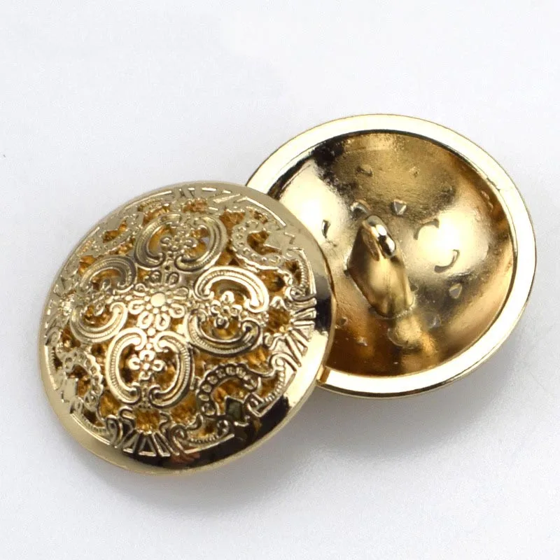 Gold 20 штук Meetee 15/18/20/23/25 мм Полой Металлической Кнопки Круглый пальто Верхняя одежда на пуговицах для Костюмы швейный Декор Аксессуары DIY Материал ремесло - Цвет: Gold
