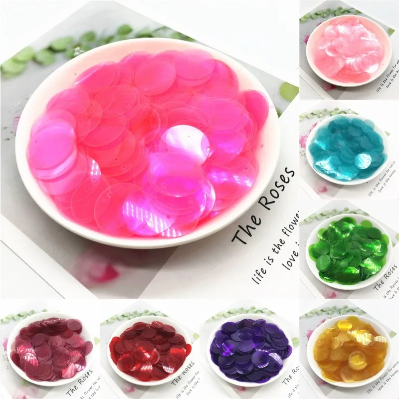 Прозрачные большие круглые Блестки 2 см 20 мм Цветные Плоские свободные пайетки из