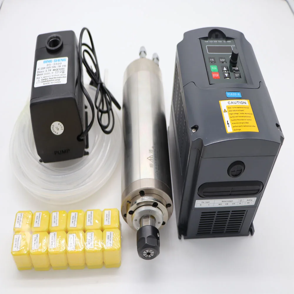 Набор шпинделя с ЧПУ ER20 2.2KW шпиндель водяного охлаждения + 1 шт. Инвертор 12 цанги