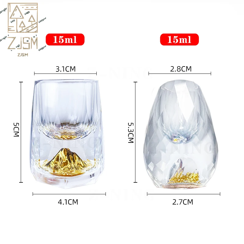 

Crystal Glass 15ml Shot Glass Family Dinner Gold Foil Spirit Glass Tequila/vodka/Chinese Moutai Glass Bar Party Bullet Glass 24k