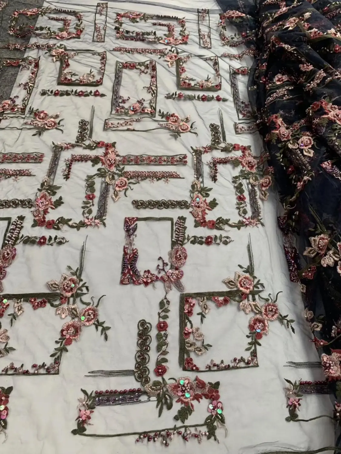 Кружевная ткань из тюля с 3D бусинами в африканском стиле 2018 г. французская