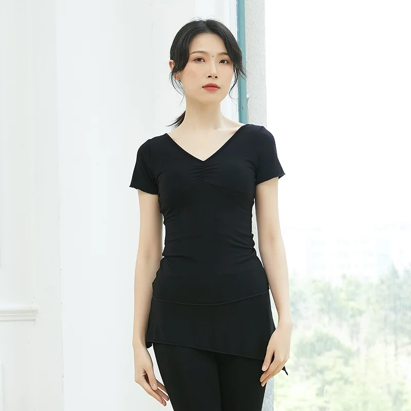 

2021 New Latin Dance Clothes For Women Short Sleeved Tops Elastic Latin Tops Red Ballroom Dress Salsa Chacha Dance Practice Wear