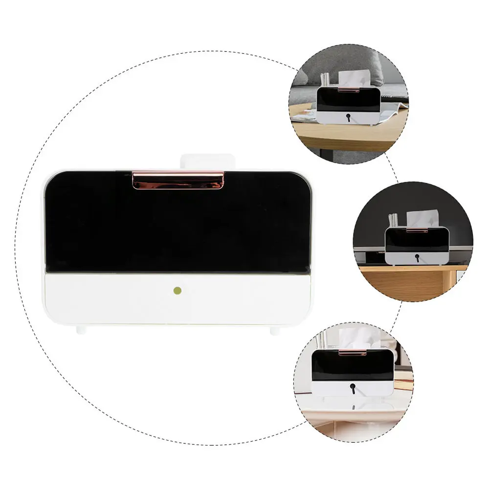 

1Pc Tissue Box with Drawer Multi-function Napkin Holder Home Storage Box White
