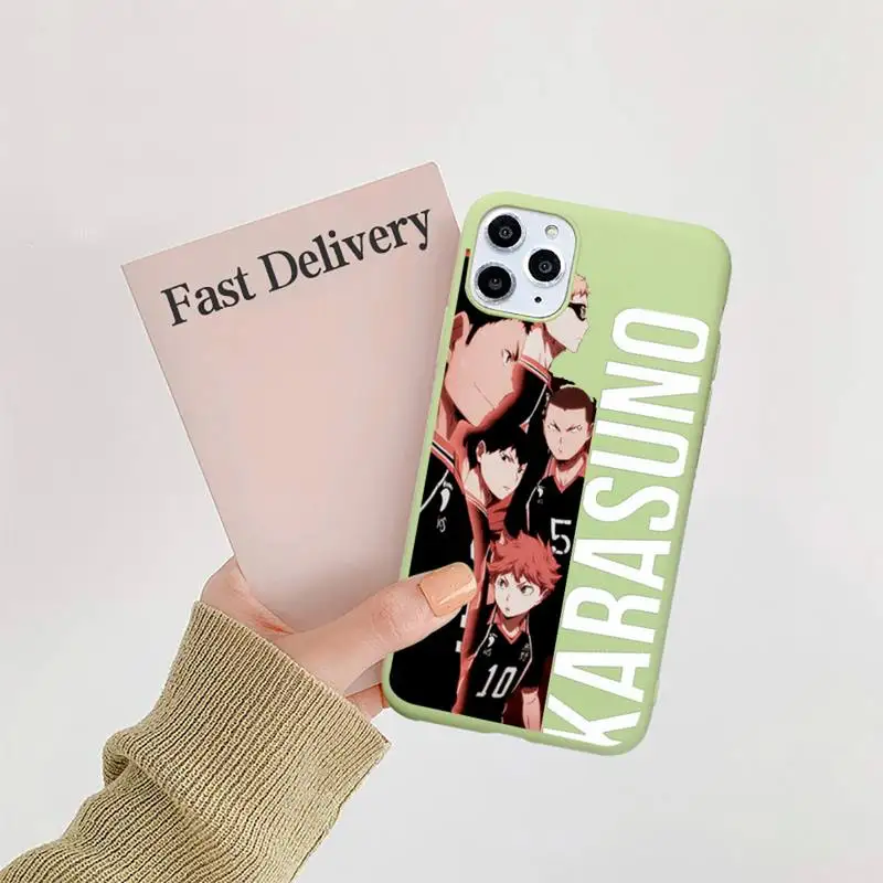 

Japan Anime Haikyuu Hinata attacks Phone Case Candy Color for iPhone 11 12 mini pro XS MAX 8 7 6 6S Plus X 5S SE 2020 XR