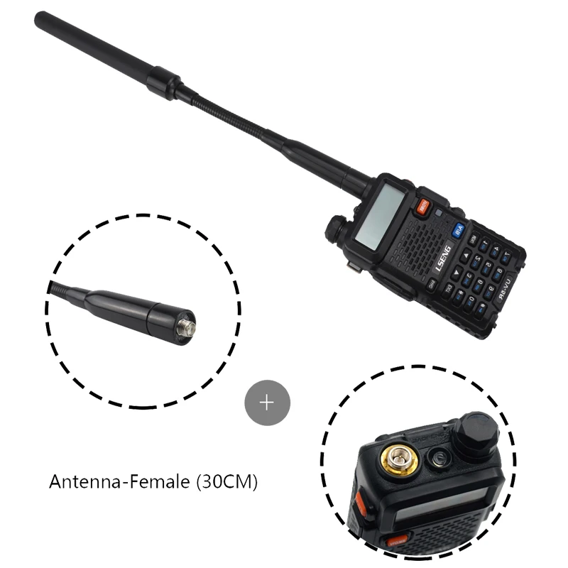 LSENG Foldable SMA-Female Dual Band UV 144/430 MHz Tactical Antenna Radio for BaoFeng UV-5R UV-9R KENWOOD Linton Walkie Talkie