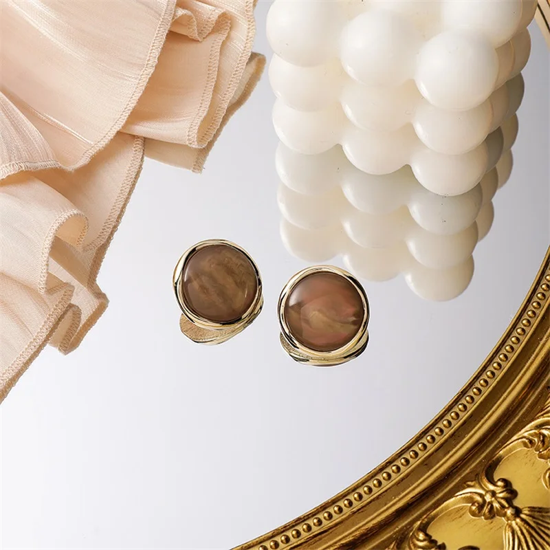 Большие серьги в Корейском стиле с круглыми пуговицами красные ретро