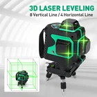 Лазерный 3D уровень с самонивелированием, 12 линий, 360 горизонтальный и вертикальный профессиональный зеленый луч, измерительные инструменты