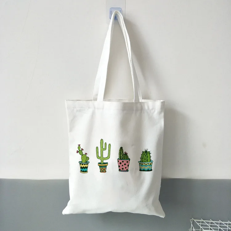 Cactus Plant Tote Bag Ladies Canvas Shopping Bags Travel Large Capacity Handbag Graphic Cute Foldable | Багаж и сумки