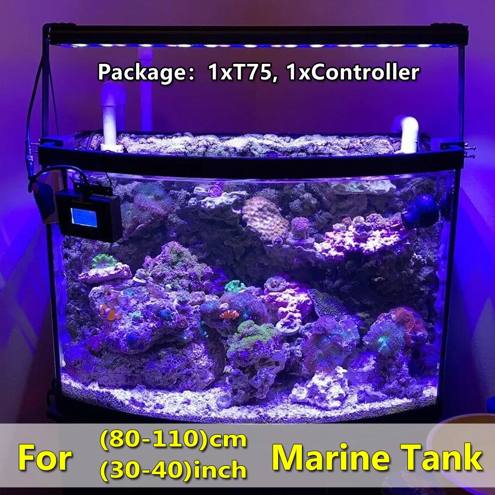 PopBloom-L&aacute;mpara de iluminaci&oacute;n LED para acuario, luz de tanque, coral, marino, 36 pulgadas, 3 pies, 80-100cm, Turing75-1