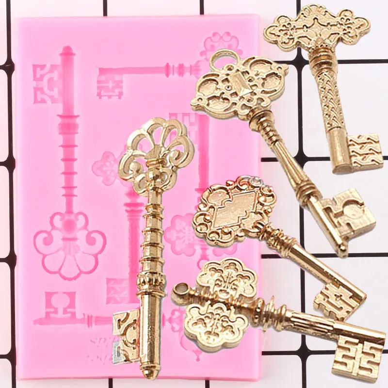 Барокко ключ Форма силиконовая форма для кекса фигурки жениха и невесты Fondant