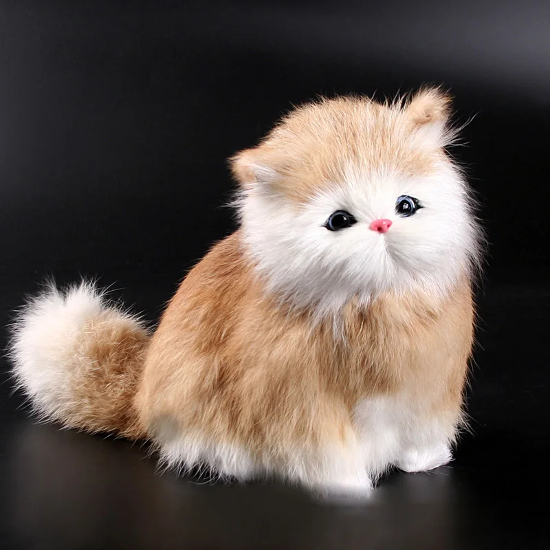 Simulation plush cat crouching animal models handmade realistic cat dolls children plush toys home decoration Will make a sound
