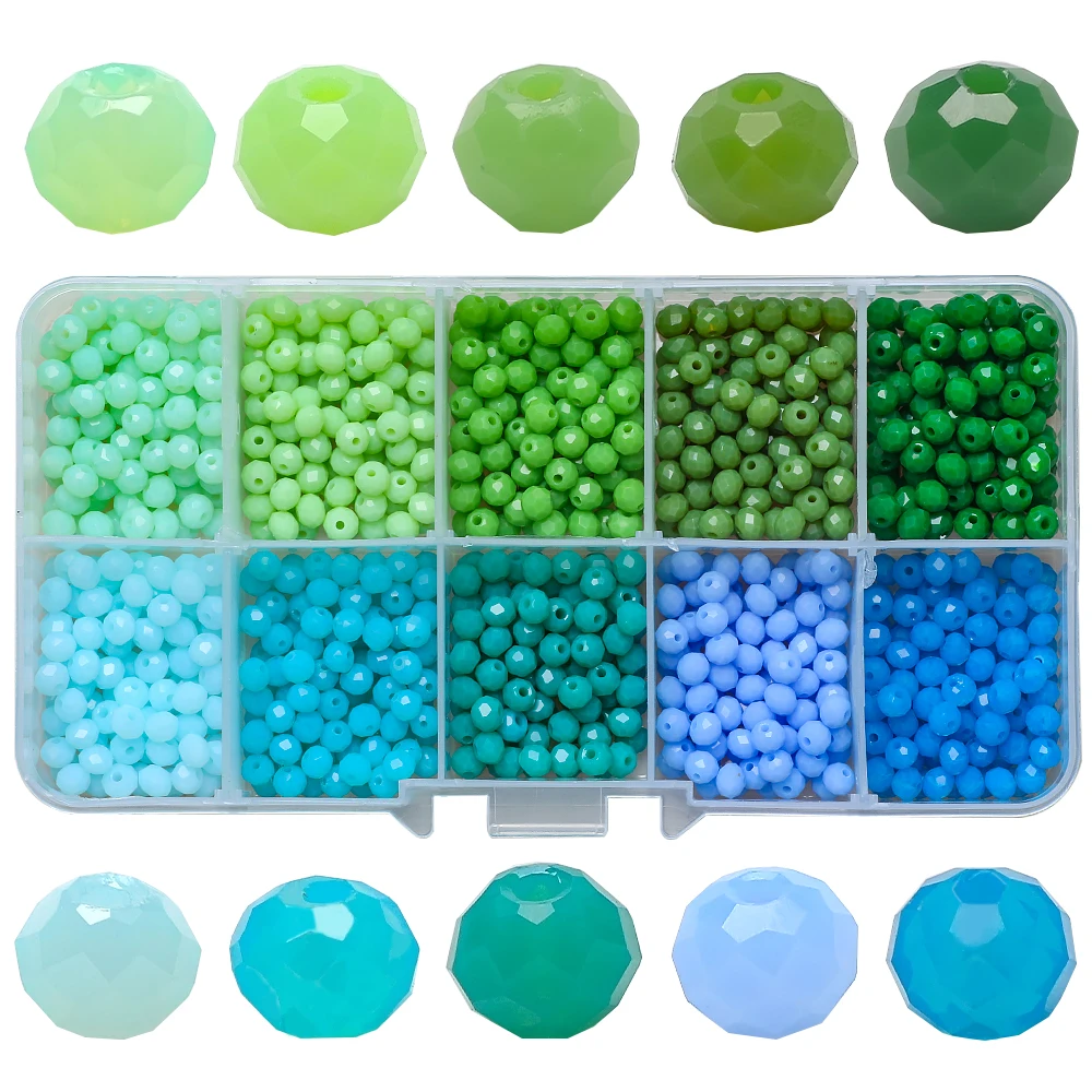 

Wholesale 4mm Briolette 5040 Green Color Rondelle Faceted Crystal Glass Round Beads For DIY Jewelry Making Findings Accessories