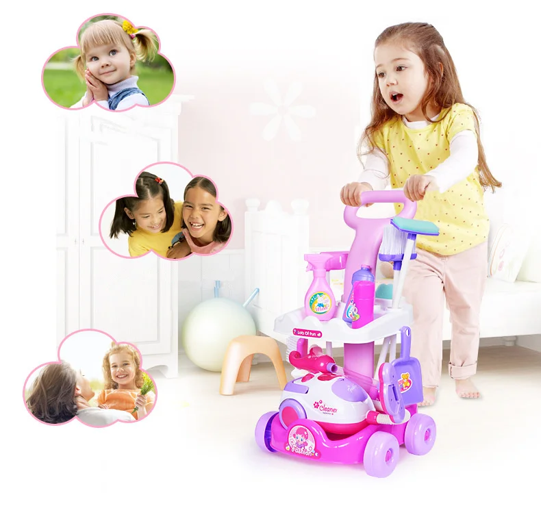 

[Funny] kids simulation electronic sounding vacuum cleaner Broom mop car sets game tools Pretend play clean room baby toy