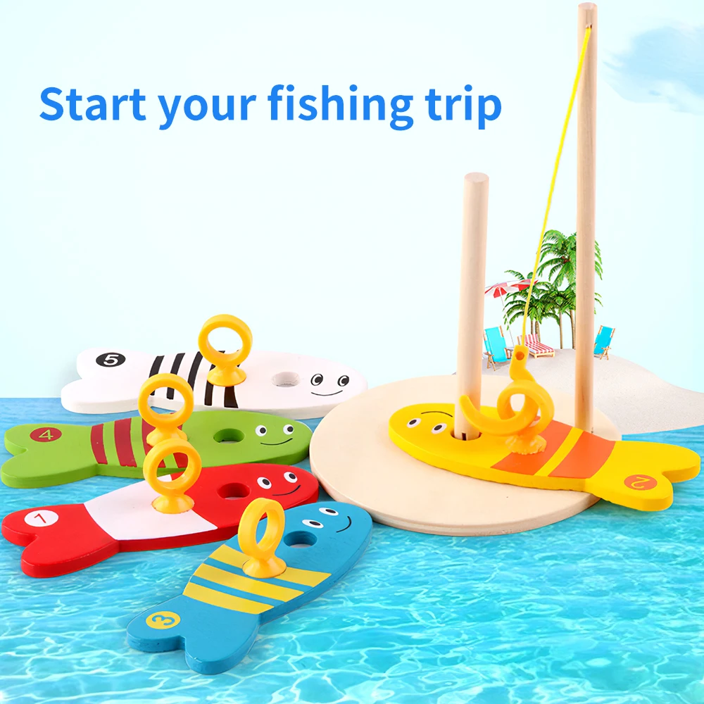 Wooden Educational Fishing Toy Montessori Game Set Kids Nested Column Shape Match Busy Board Nest Fish Digital | Игрушки и хобби