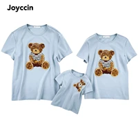 joyccin mother kids bear embroidery short sleeve t shirt summer new look high quality soft fabric tees family matching outfits