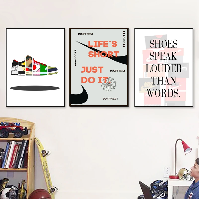 Wall Art Poster Canvas Painting Boys Gifts Modern Fashion Sneakerhead Quote Prints Wall Pictures Home Room Decor