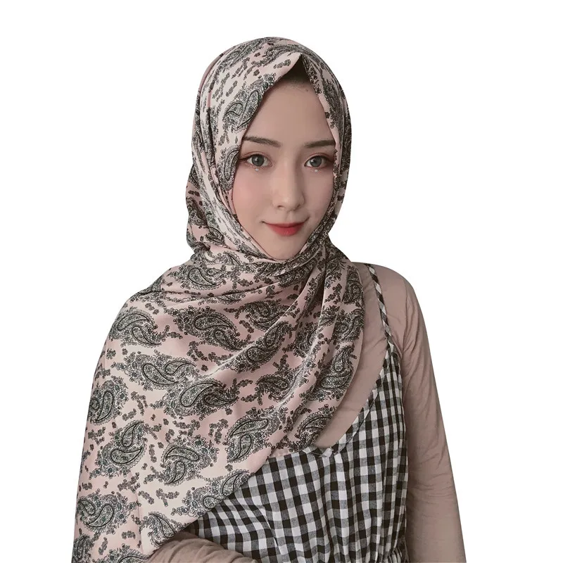 Мусульманский головной платок сатиновый немнущийся нано пряжа с принтом