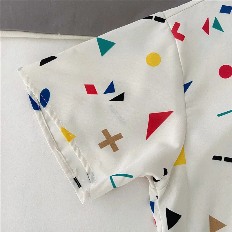 

EBAIHUI 2021 New Arrival Women's Shirts Women Hawaiian Camicias Casual White Shirts Printed Short-sleeve Basic Blouses Tops