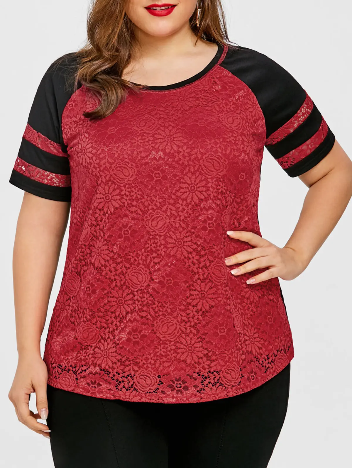 Big Plus Size XL-5XL WOMENS Lace Fashion Summer Casual T shirts TOPS Summer top