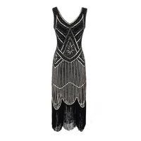 Plus Size 4L 3L 2L Newest Women's 1920s Vintage Sequin Full Fringed Deco Inspired Flapper Dress Roaring 20s Great Gatsby Dress