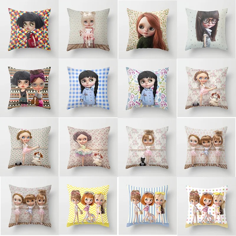 Горячая Распродажа для милых девочек мультяшная Подушка Чехол смешные девочки