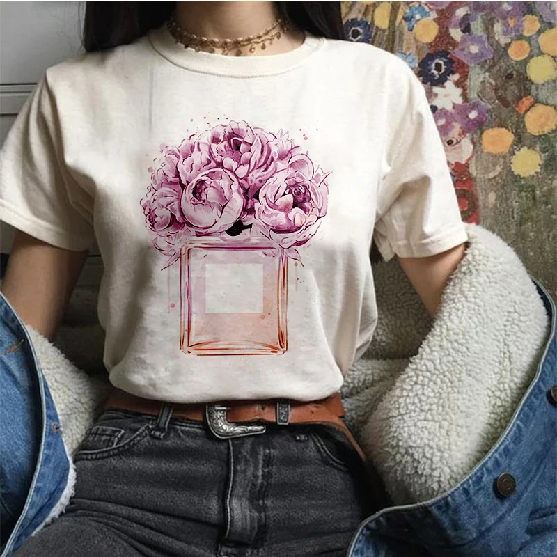 Милая женская футболка Модная красочная с принтом духов лето 2019 модная рубашка в