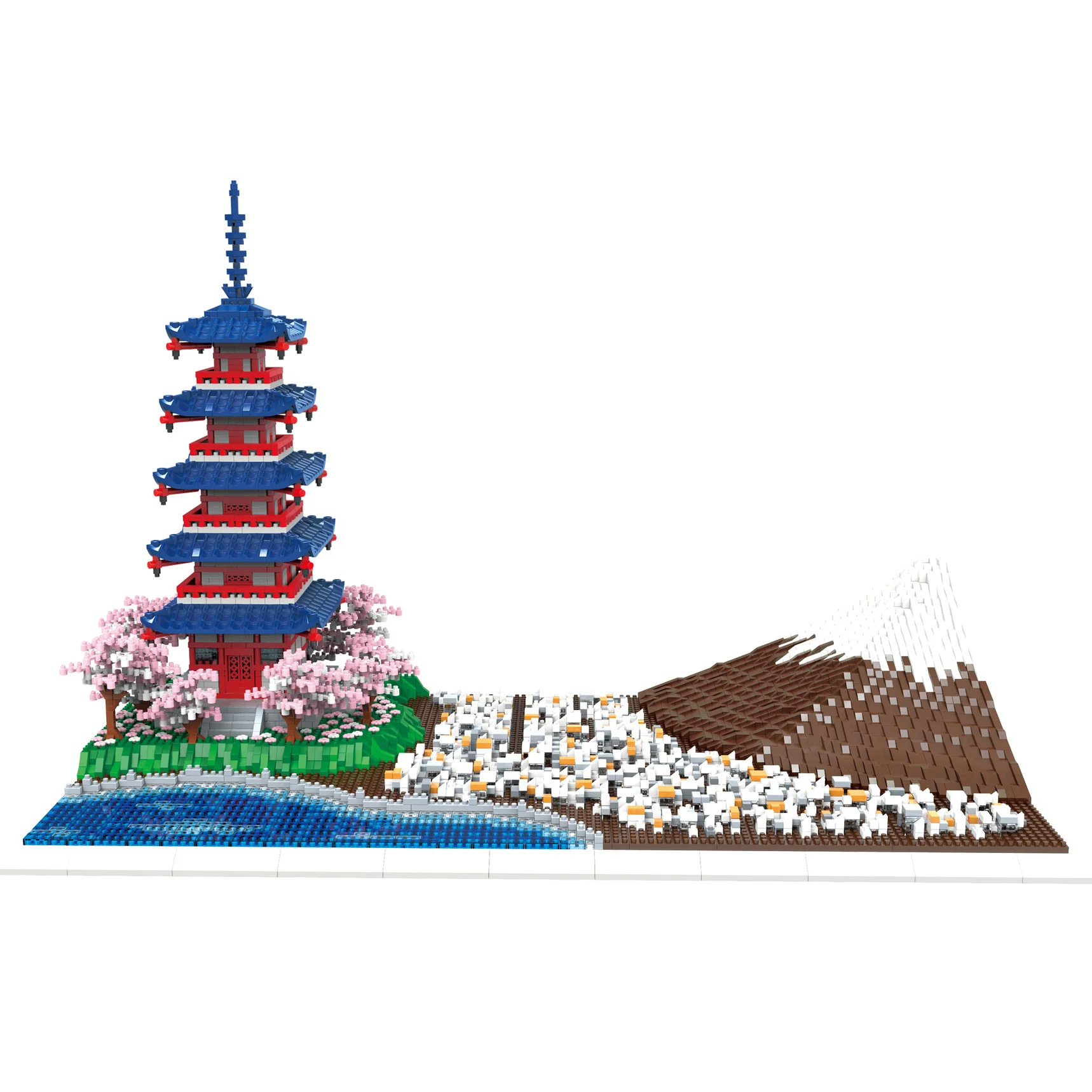 

6500 шт. + строительные блоки Fujiyama, японское крепление, пагода Chureito, 3D модель, собранные мини-кирпичи, фигурки, игрушки для детей, подарки