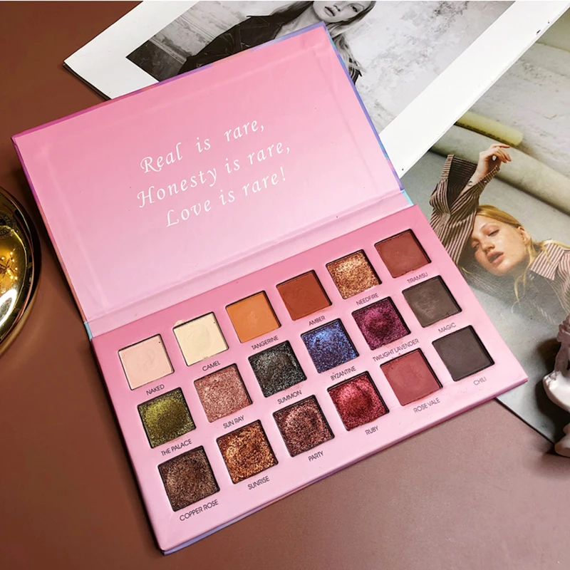 Matte Pearlescent Glitter Eye Shadow 18 Colors Pigment Palette Easy to Wear Shimmer Make up Eyeshadow TSLM1 |