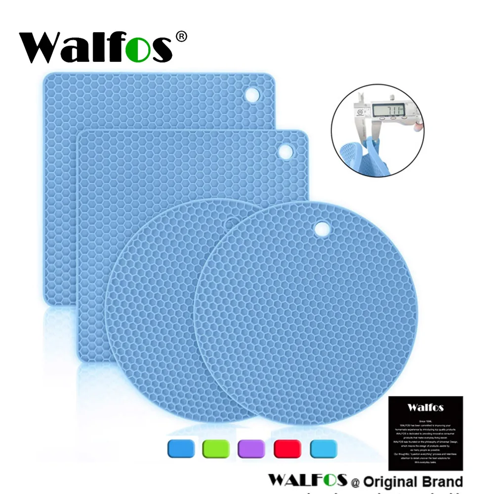 

WALFOS Silicone Trivet Mats 4 Heat Resistant Pot Holders Multipurpose Non-Slip Hot Pads For Kitchen Potholders Food Grade