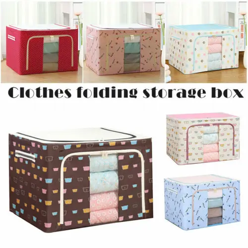 

Foldable Oxford Cloth Steel Frame Storage Box Fabric Quilt Waterproof Tide Livingbox Closet Organizer Wardrobe Storage Organizer